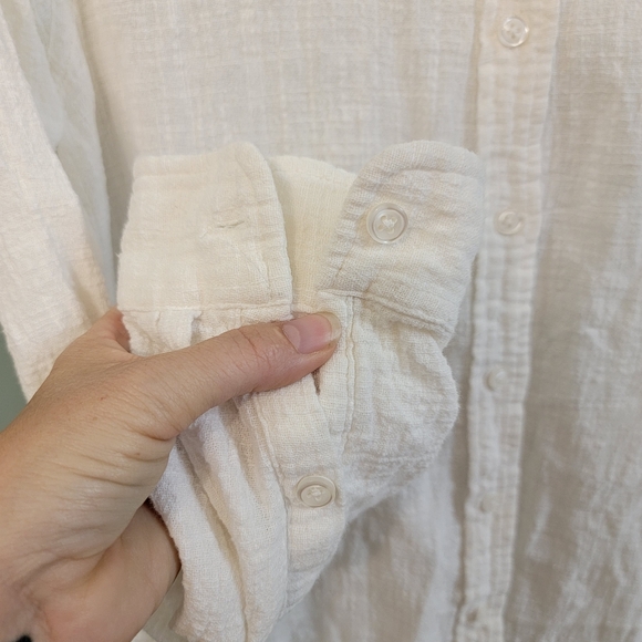 Marine Layer 100% Cotton White Button Down Top Womens Size LG Coastal Cruise - Picture 8 of 11